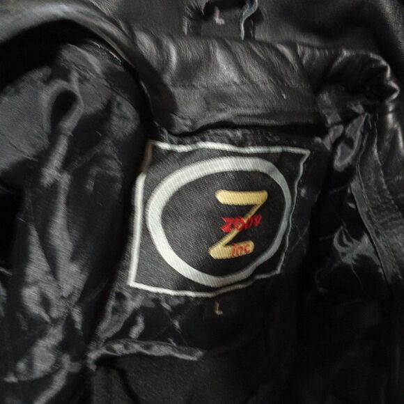 Vintage Zony Inc Black Leather Motorcycle Jacket w/ Removable Liner – Mens Large - Picture 4 of 16